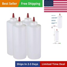 Squeeze Bottles For Sauces 32 Oz Clear Wide Mouth Pack Of 6 Refillable Ketchu...