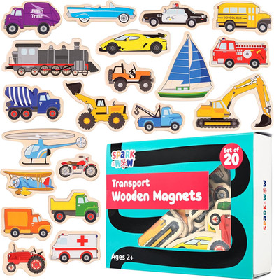 Wooden Magnets | Transport | Magnets for Kids Ages 2+ | Open-Ended Play | Adhere