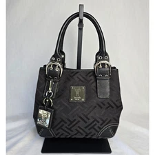 Tignanello Monogram Satchel Bag Canvas & Leather