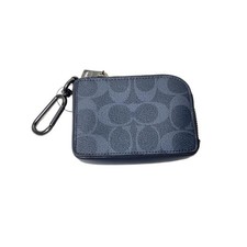 Coach PVC Key Case Men Allover Pattern Navy CB927