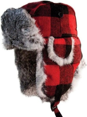Eskimo Alaskan Fur Hat Buffalo Plaid