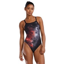 TYR Women's Durafast Elite Diamondfit Swimwear Swimsuit Red/Starborne, 28 Small