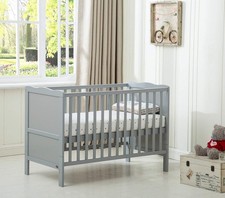 Cot Bed to Toddler Bed, 120x60 cm, Grey Pine, Converts, Safe Teething Rails