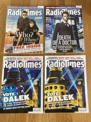 Radio Times With Doctor Who Covers/Features x 4. 2009/10. David Tenant. Daleks. - Image 1 of 4