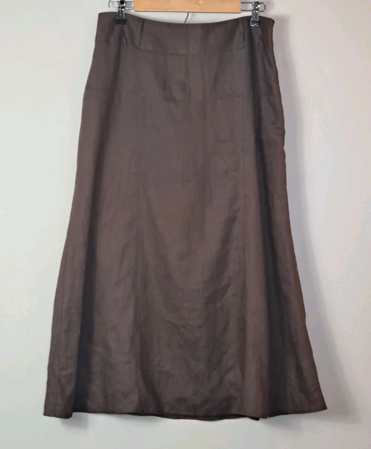 Richard Malcolm 100% Linen Midi A-Line Flared Skirt Womens Brown Size 12