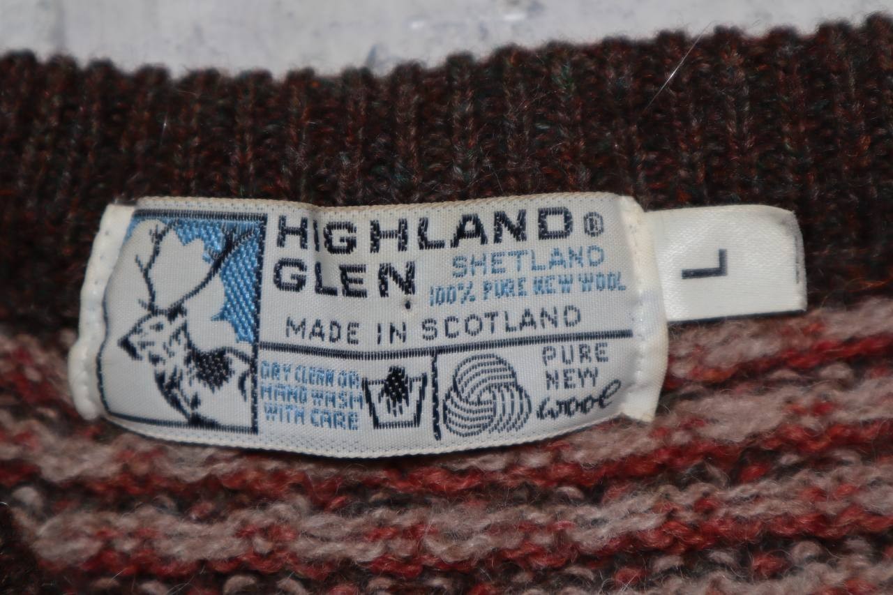 HighLand Craft 100% Wool Sweater Made in Scotland Size Large Brown