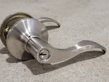 Brushed Satin Nickel Keyed Entry Door Lever Wave Design Keyed Entry Door Lever