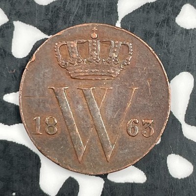 1863 Netherlands 1/2 Cent Half Cent Lot#F6944