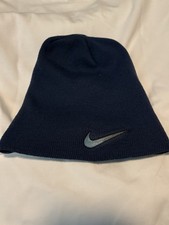 Nike Navy Blue Beanie One Size Acrylic Swoosh Logo Preowned