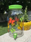 VTG Anchor Hocking Glass Gallon Sun Tea  Beverage Jar Butterfly ButterfliesGreen