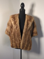 Vintage Light Brown Mink Stole Satin Lining One Size