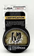 Zach Whitecloud signed Vegas Golden Knights 2023 Stanley Cup Champs Puck JSA