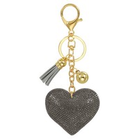 Strass-SchlüSselanhäNger, Herzform Bling Accessoires FüR Handtaschen, Grau