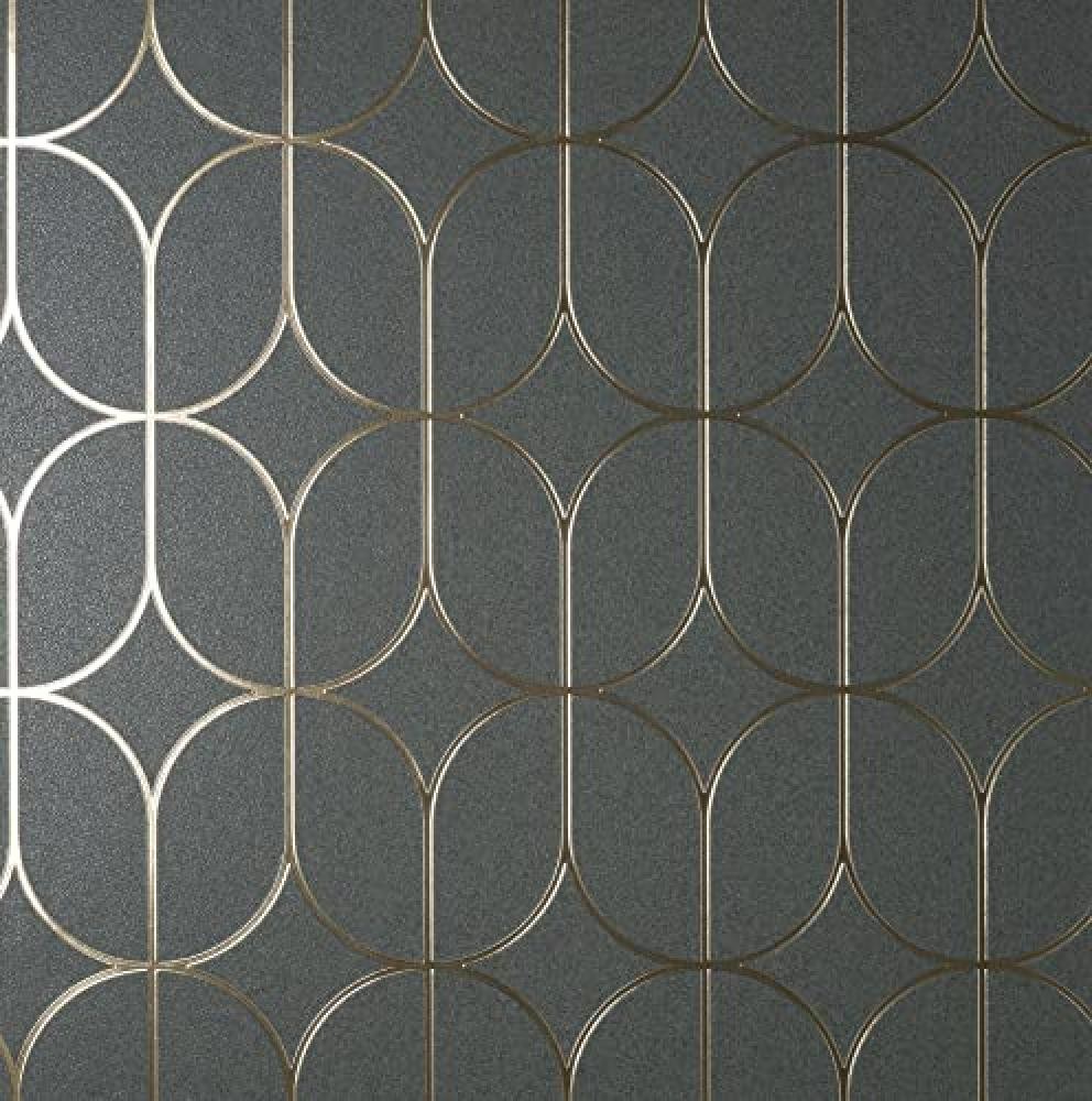 Fine Décor Raye Charcoal Rosco Trellis Carta da parati - NUOVO
