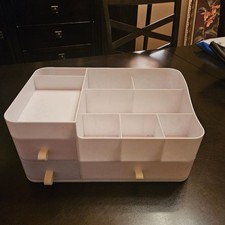 3-Drawer Makeup Organizer with Top Storage Area White