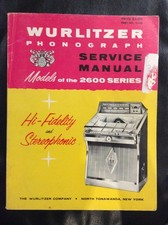 ORIGINAL Service Manual Wurlitzer Phonograph model 2600, 2800 Series