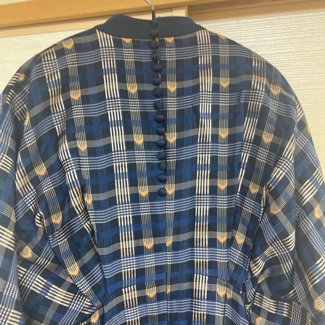Mame Kurogouchi Kasuri Plaid Dress S Wool Cotton Elegant Japan Fashion View 3
