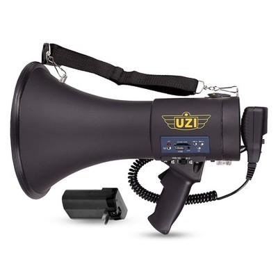 Uzi High Power Loud Big Bluetooth Megaphone 50W, Professional Matte Black 