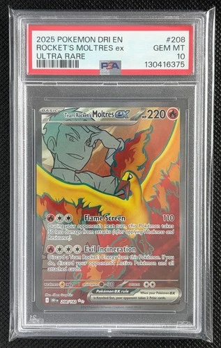 2025 POKEMON DRI EN DESTINED RIVALS #208 TEAM ROCKET'S MOLTRES EX PSA 10