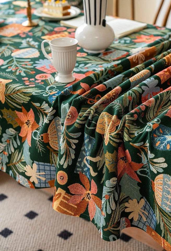 Christmas Vibe Xmas Party Decoration Tablecloth Nightstand Dining Table Cover - Image 3 of 4