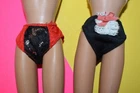 Vintage Barbie Or Fashion Doll Panties Panty Red Black Nylon Underwear Lot of 2