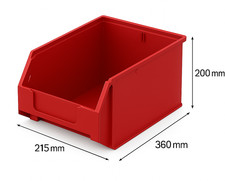 Plastic Parts Storage Bins - Heavy Duty Bin Stacking Component Boxes Large Red