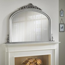 Overmantle Mirror Richmond Arched Shape Antique Silver Frame-H 91cmxL122cmxW 5cm