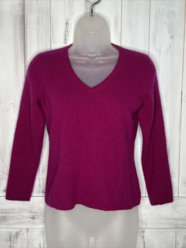 WOMENS ANN TAYLOR PETITE PURPLE CASHMERE LONG SLEEVE V-NECK PULLOVER SWEATER LP* - Picture 1 of 11