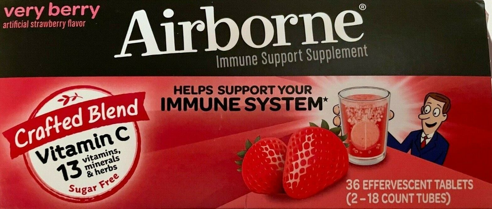 Airborne Very Berry Effervescent 1000mg of Vitamin C Tablets - 36 Count