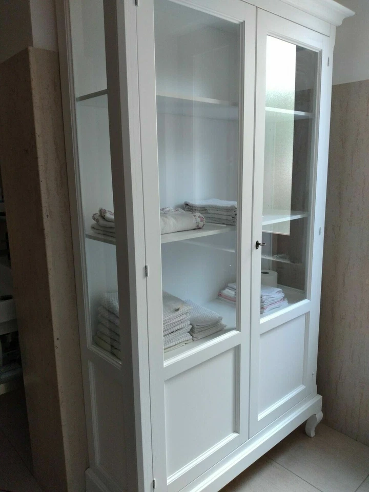 VITRINE GLASVITRINE 2 TÜREN MATTWEISS KLASSISCH ARME-LEUTE-KUNST 126X44X207H - Bild 3 von 3