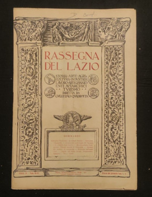 RASSEGNA DEL LAZIO MAGAZINE 1929 MARSHES PONTINE CEPRANO SERMONETA MINTURNO PONTEC
