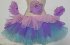 RUFFLED PASTEL TAP SKIRT ARMPOOFS  HEADPIECE no leotard Pinksblues LC/XLC