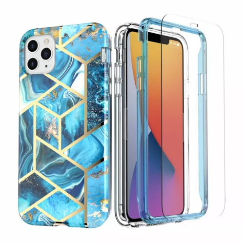 Full Body Marble Phone Back Case Cover For iPhone 8 Plus 11 Pro 12 13 14 Mini XR - Picture 12 of 18