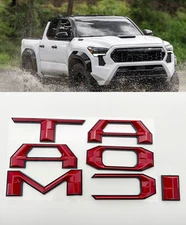 Red Black Tailgate raised letters compatible with TOYOTA TACOMA 24 25