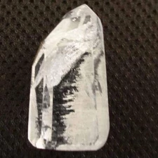 white phantom pyramid polished quartz crystal point Madagascar N1