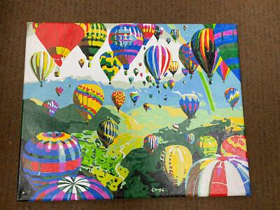 Original Festival of Hot Air Balloons Vibrant Landscape Oil Painting 16x20