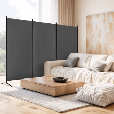 3 Panel Room Dividers Folding Privacy Screen Indoor for Home Office Bedroom Grey