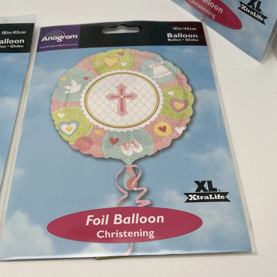 5件套Anagram派对洗礼和洗礼粉红色绿色蓝色箔18英寸气球 — 第 2/4 张图片