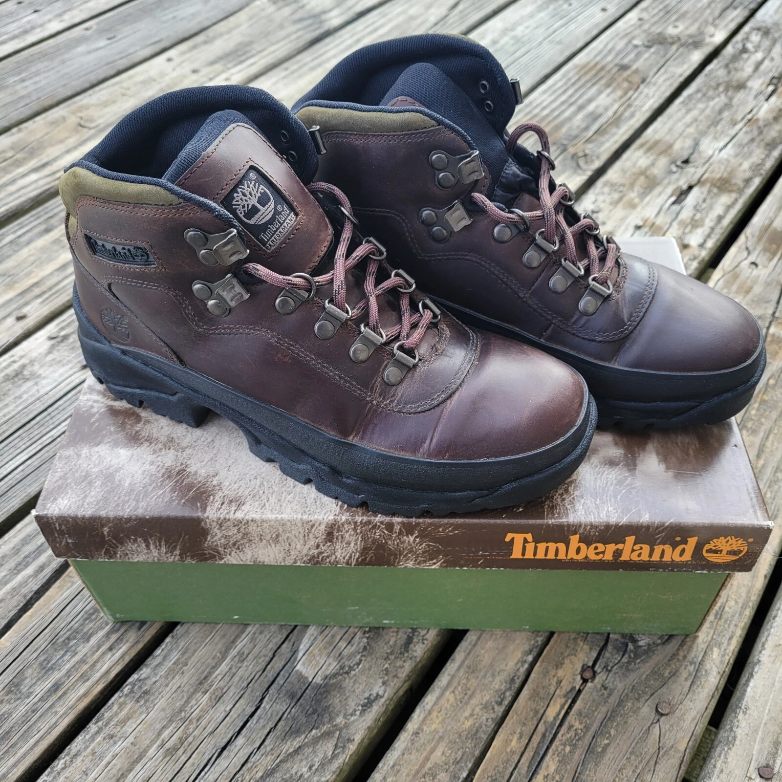 Stivali da trekking vintage Timberland donna 9M Euro II escursionista marroni anni 90 pelle 33693 BRN