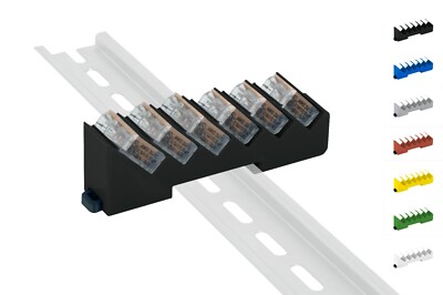 Din Rail Hutschienenhalter für 6x Wago Klemmen / lever clamps (221-412/413)