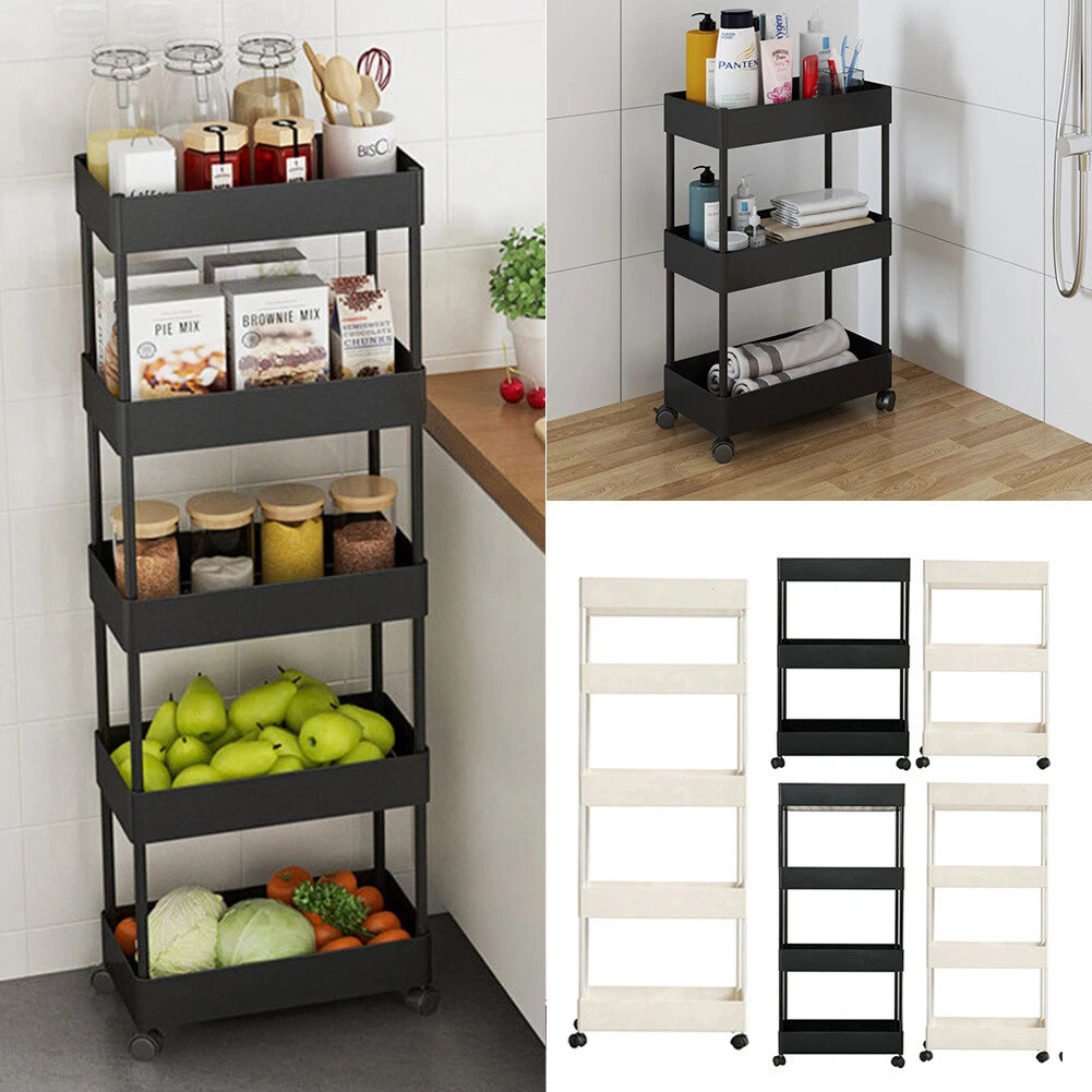 Kitchen Cart Fruit Vegetable Storage Rack Fridge Side Holder Bookshelf w Wheels