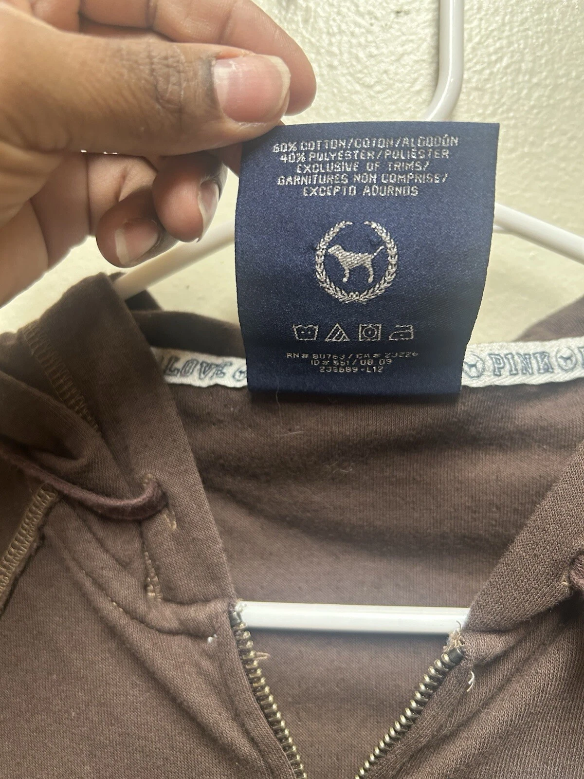 UNDERCOVER Felpa con cappuccio vintage Vs rosa marrone arcobaleno segno pace full zip Y2K Xs leggera