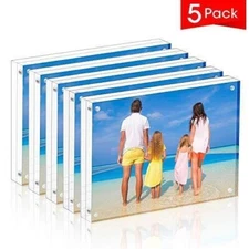 5 Pack Acrylic Picture Photo Frame Magnetic 4x6 Clear Free standing  4x6“