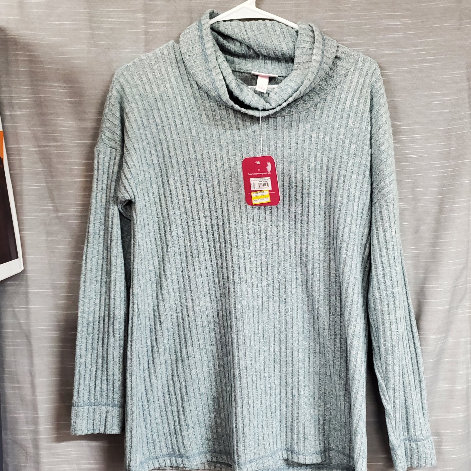 Women's Isabel Maternity S Small Sweater Cowl Neck Cozy Rib Mint Green New