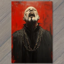 Art Print Gruesome Bald Villain Chains Horror Blood Gothic Dark Fantasy Creepy