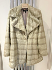 I Madison Beige Faux Fur Long Sleeve Elegant Coat Size Xl New