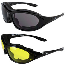 Birdz Thrasher Motorcycle Sunglasses Convert-to-Goggles w/Smoke  Yellow Lenses
