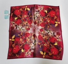 100  Silk Rose Scarf Small Square Gift Valentine Love Girls Women Lady Feminine