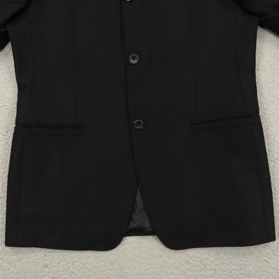 Versace Classic V2 Mandarin Collar Blazer 40R Black Wool Jacquard Designer Coat - Image 4 of 4