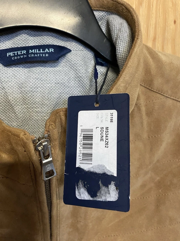 Peter Millar Men's Large Sand Dune Crown Crafted Vista Suede Vest $1495 - Image 4 of 4